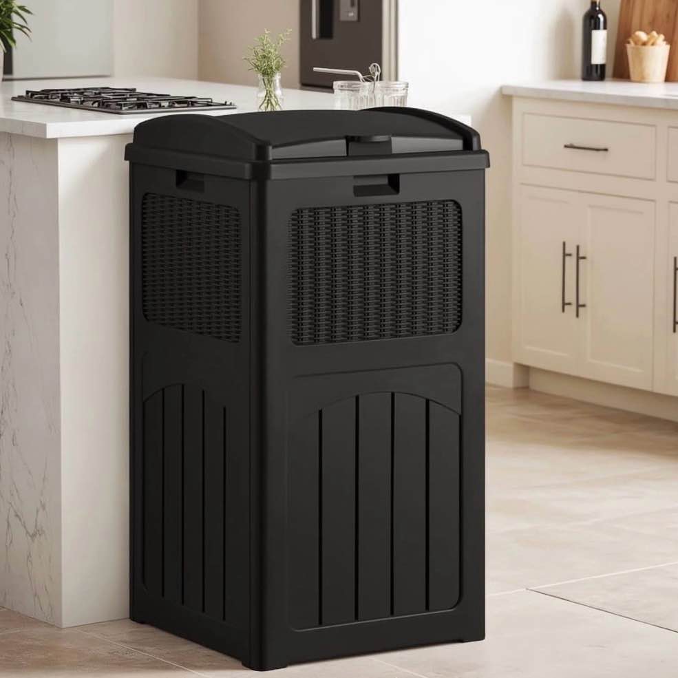 homall homes 36 gallon trash can plastic kitchen trash can,black