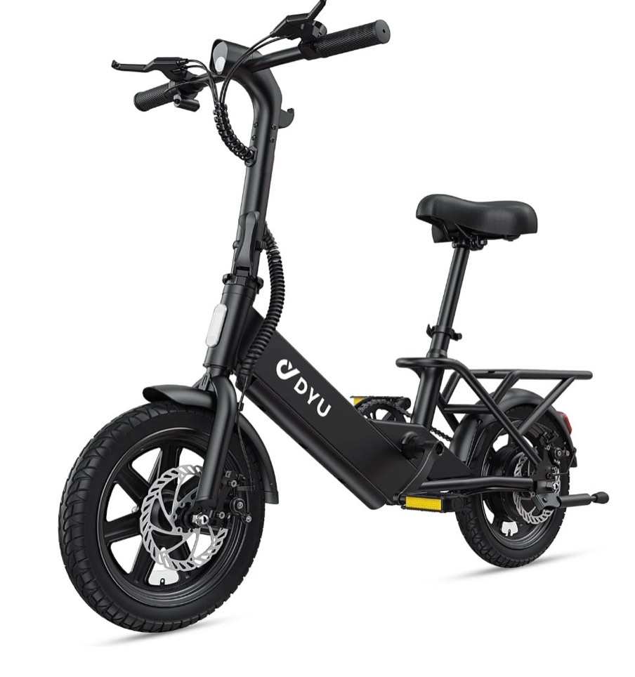 dyu 14 folding electric bike for adults teens 500w peak motor 36v/7.8ah battery commuter city ebike ul2849