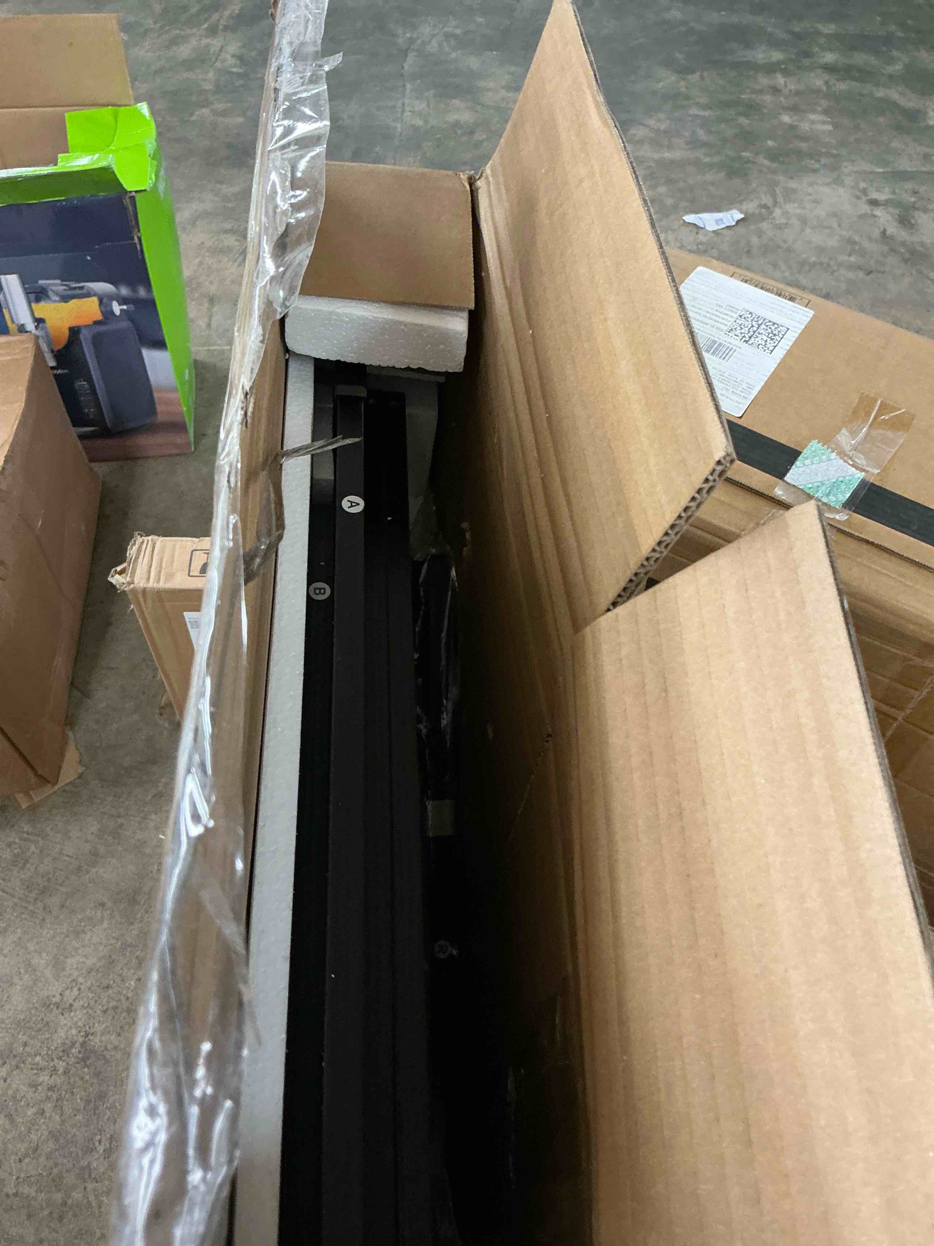 Condition photo showing Good Condition for reversible modern simple style l shaped desk with charging station and drawers, pure black