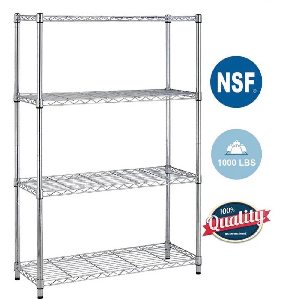 Condition photo showing Good Condition for bestoffice 4 shelf wire shelving height adjustable metal shelving for 1000 lbs capacity chrome