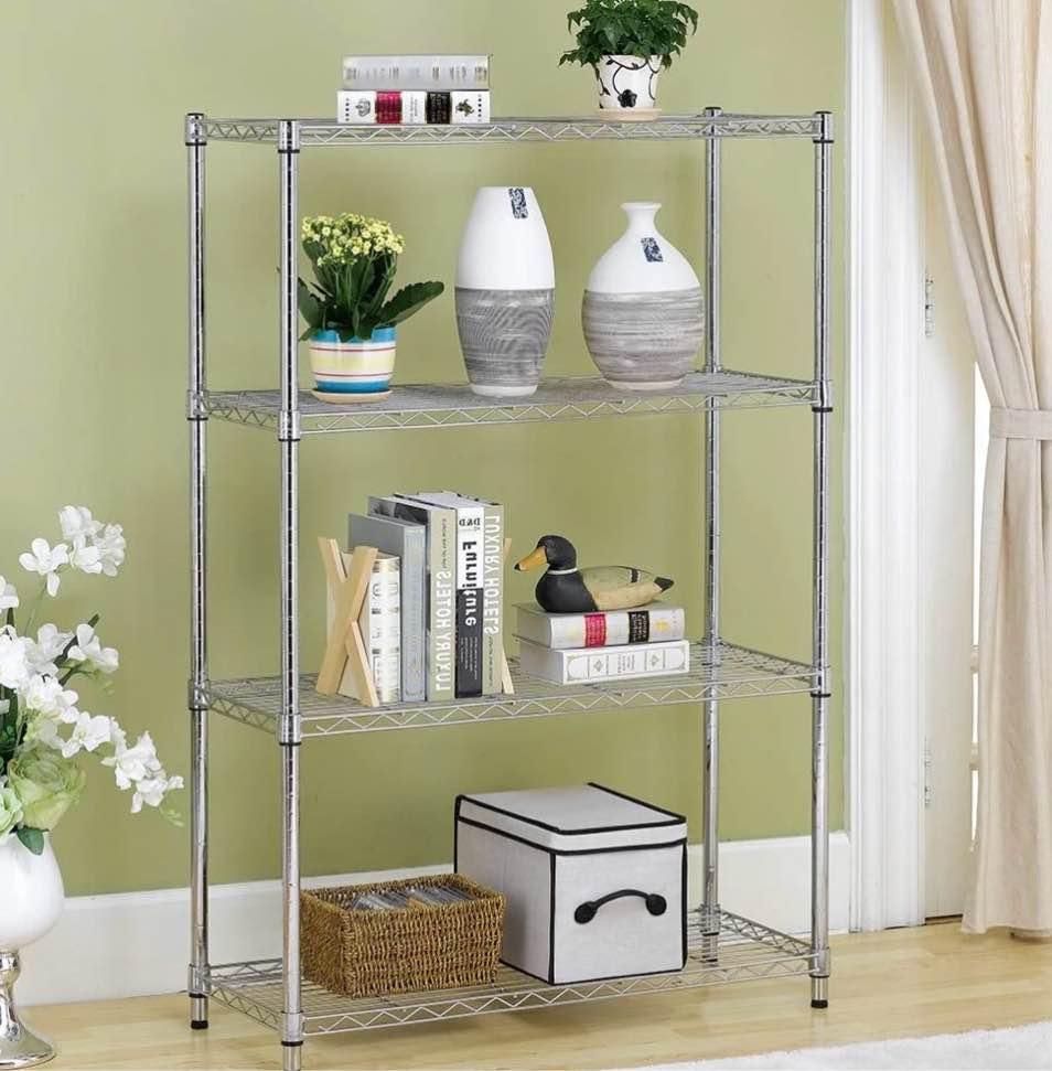 bestoffice 4 shelf wire shelving height adjustable metal shelving for 1000 lbs capacity chrome
