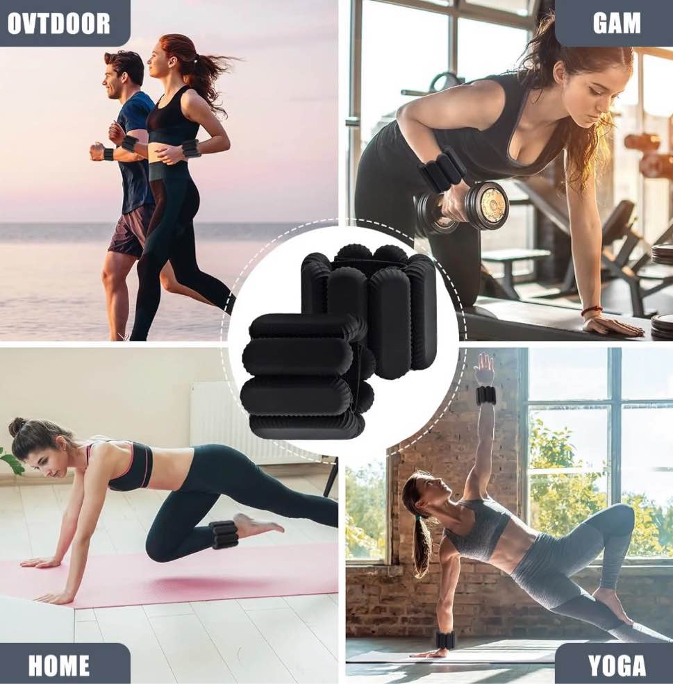 Condition photo showing New/Like New for pilates wrist & ankle weights for women, wearable strong arm & leg weights set of 2(1lbs each), adjustable ankle weights for walking, yoga, dance, barre,gym,black