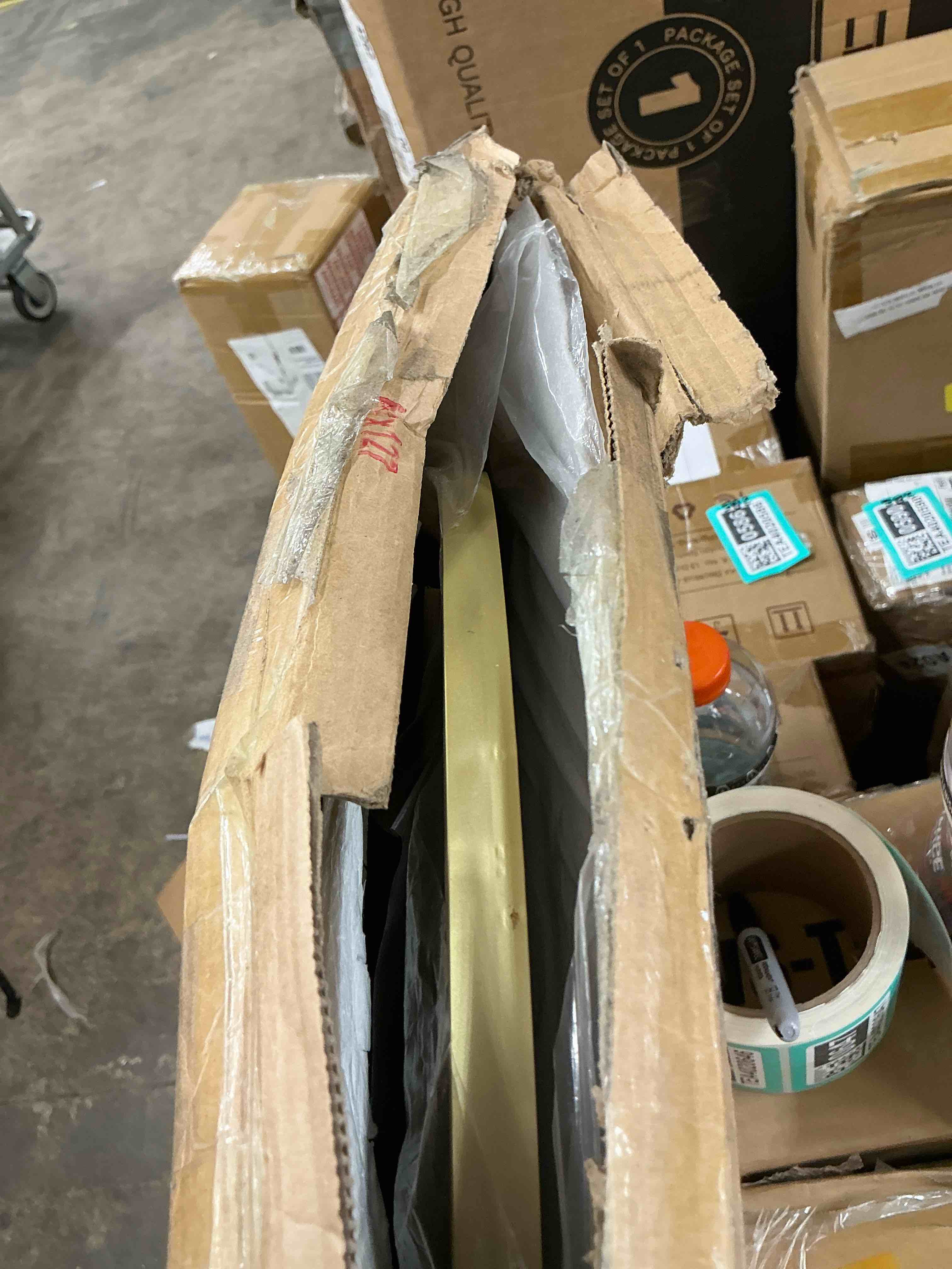 Condition photo showing New/Like New for beautypeak 50"x 16"arched full length mirror wall mounted door mirror,glod