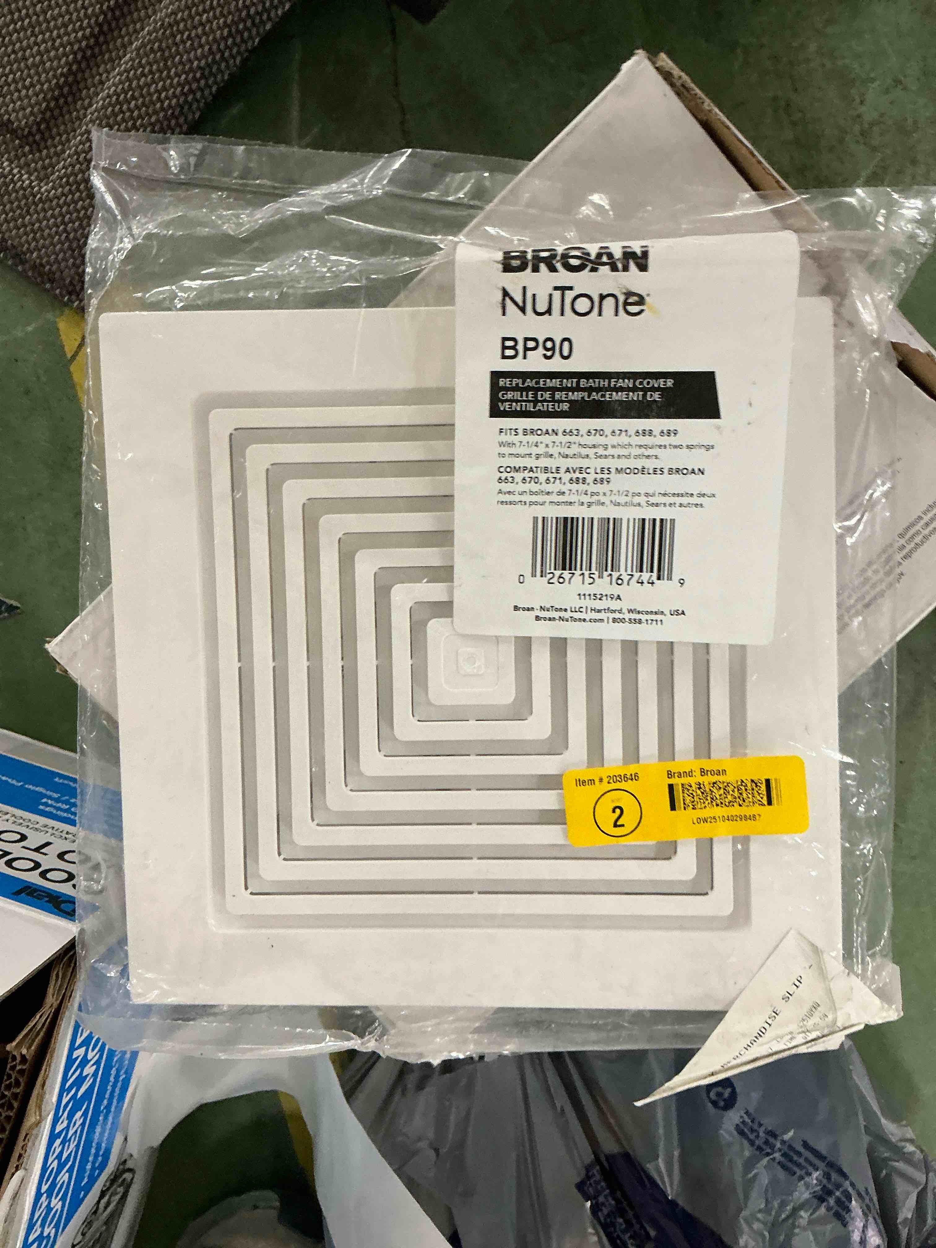 Condition photo showing Good Condition for broan 9-1/4 in. w. x 9 in. l. white exhaust fan replacement grille bp90