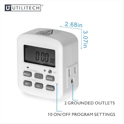 utilitech 15 -amps 125-volt indoor 2 -outlet countdown digital lighting timer