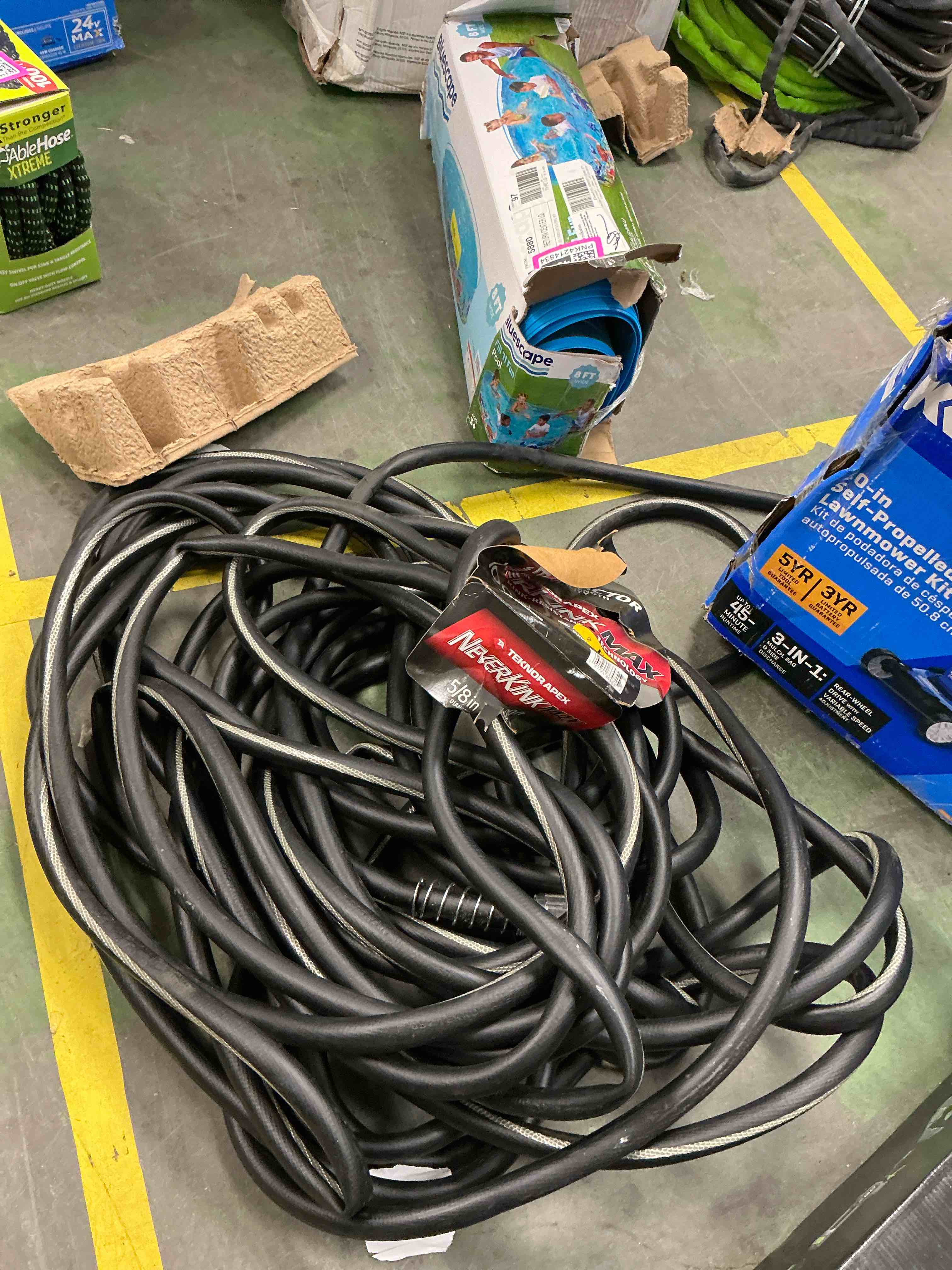 Condition photo showing As Is for untested neverkink max teknor apex 5/8-in x 100-ft contractor -duty kink free vinyl black coiled hose