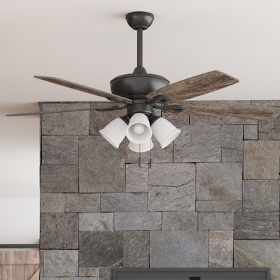 harbor breeze notus 52-in bronze with mocha/sienna blades ceiling fan with light and pull chain included 5 -blade 