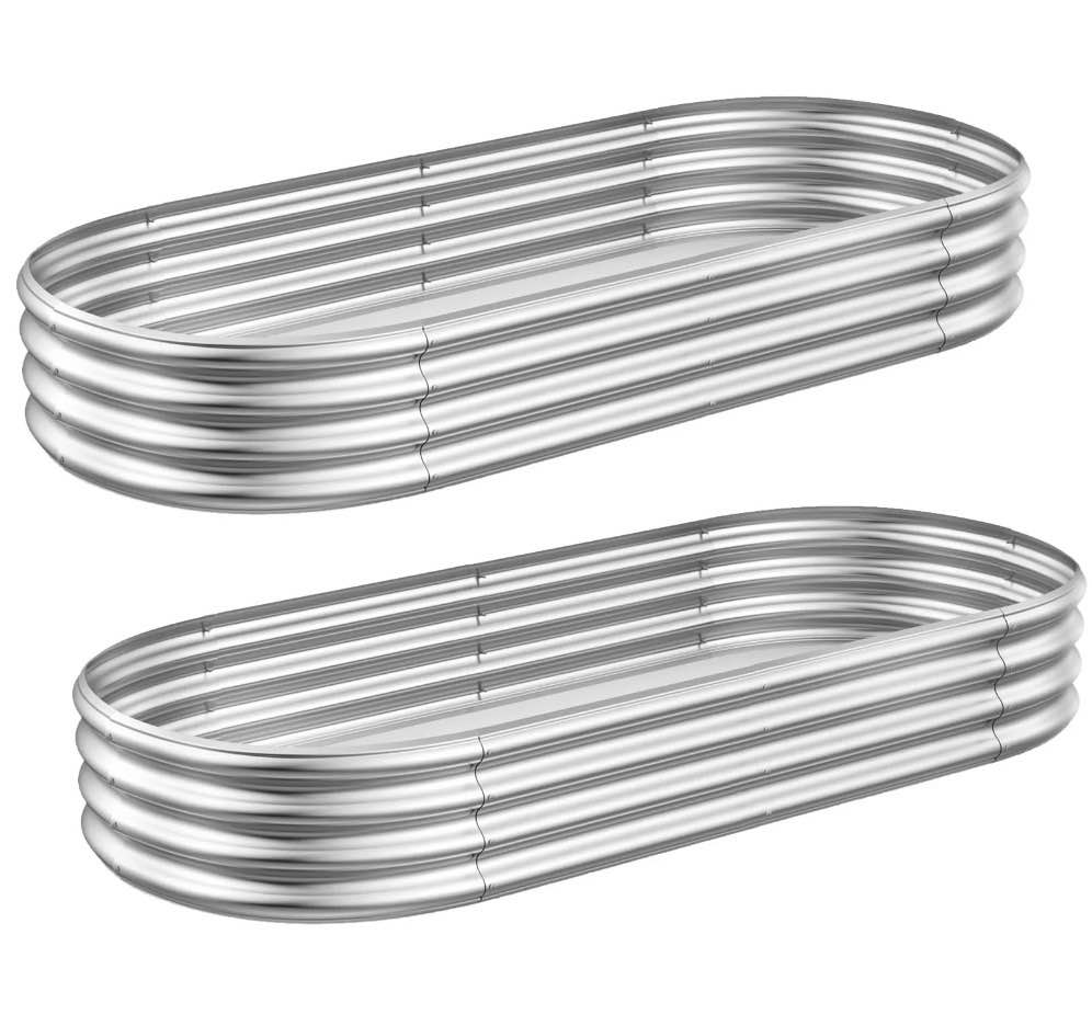 galvanized raised garden bed kit 2pack 8ft  galvanized planter raised garden boxes outdoor  oval metal raised garden beds