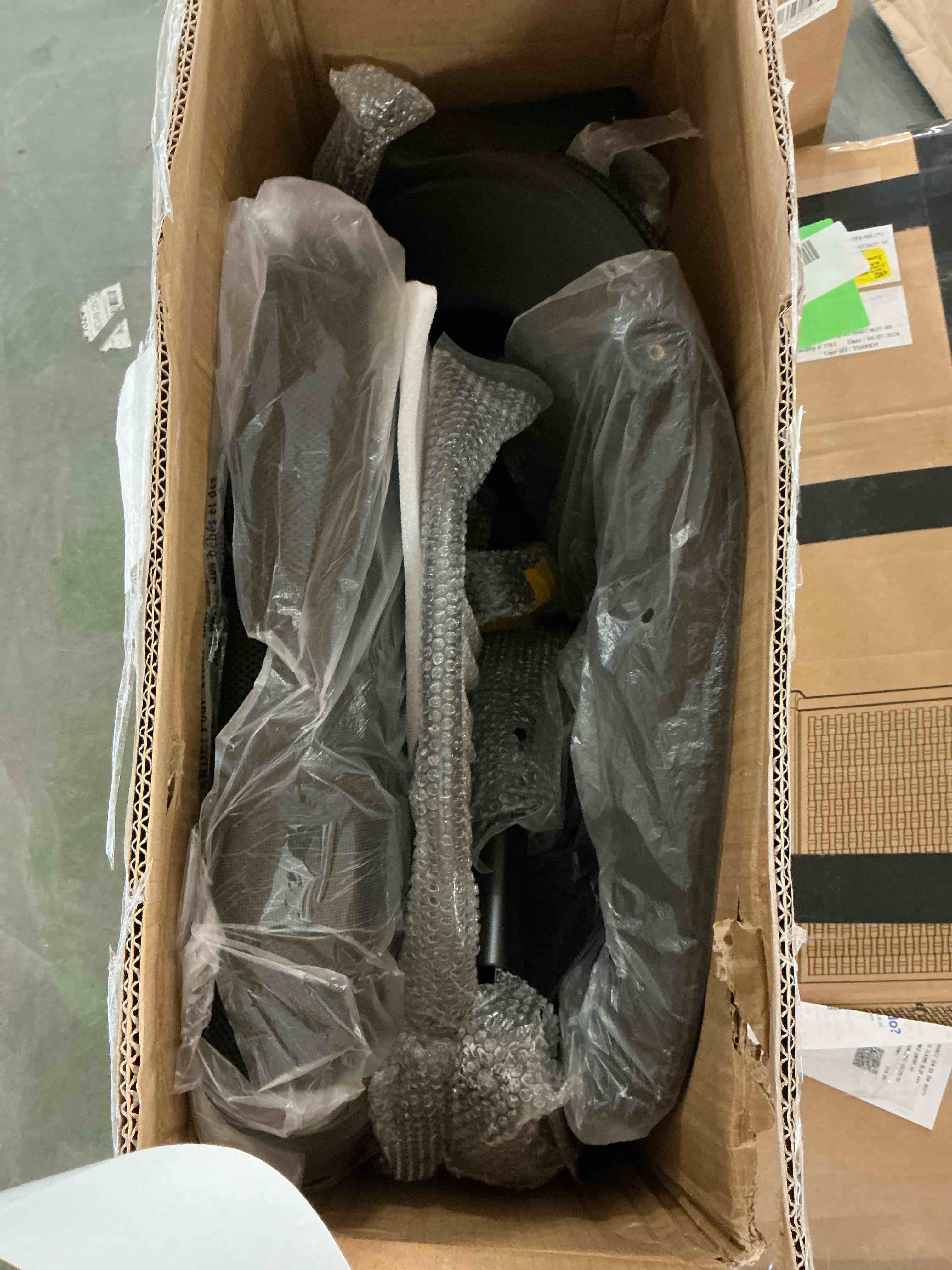 Condition photo showing New/Like New for jonpony 500lbs office drafting chair, tall office chair with adjustable lumbar support & footrest ring and flip-up arms, comfy thicken cushion, breathable mesh standing high desk chair, black