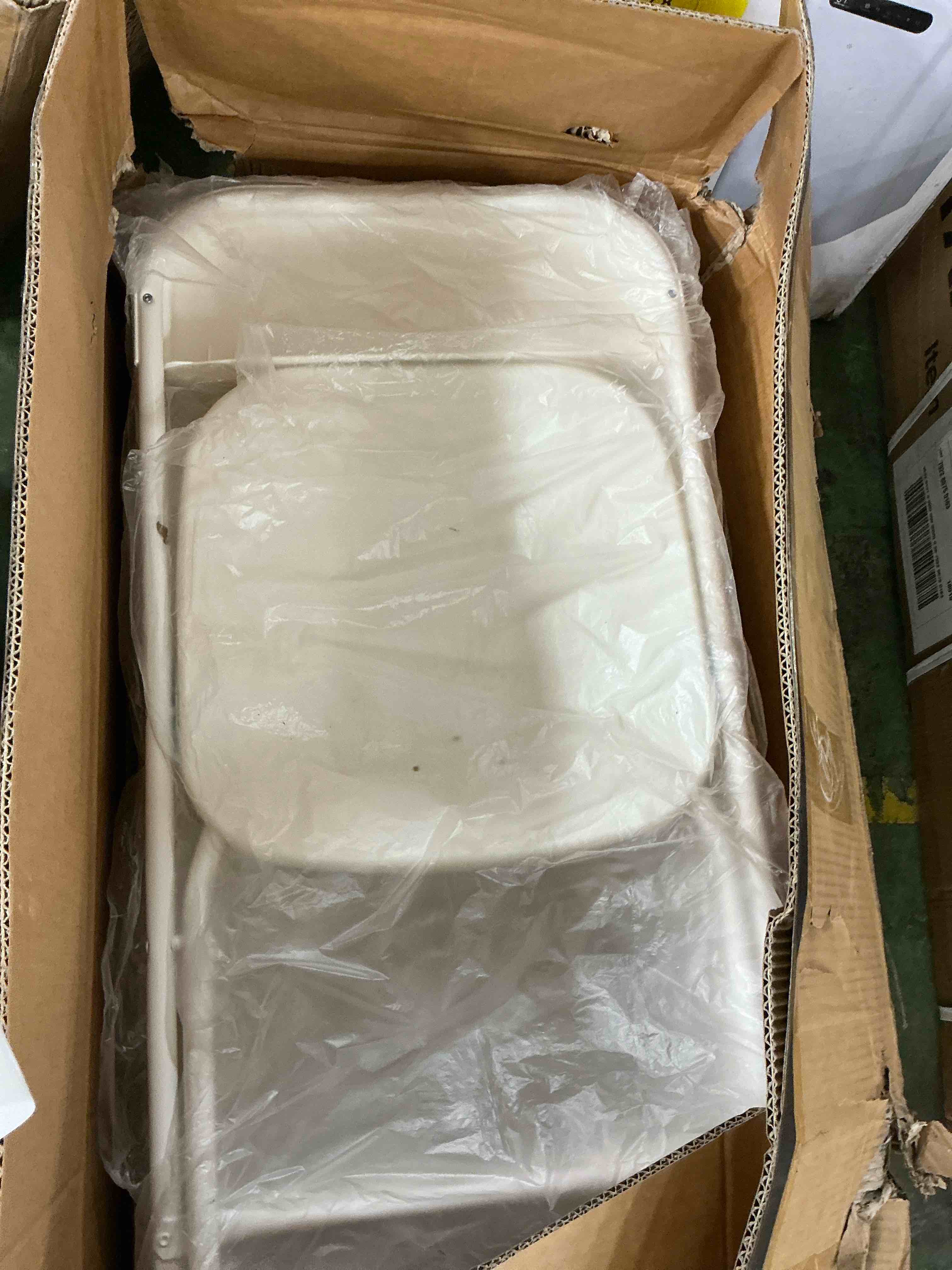 Condition photo showing New/Like New for edx 10-pack folding chair, indoor portable, stackable for events, offices, weddings and restaurants, white