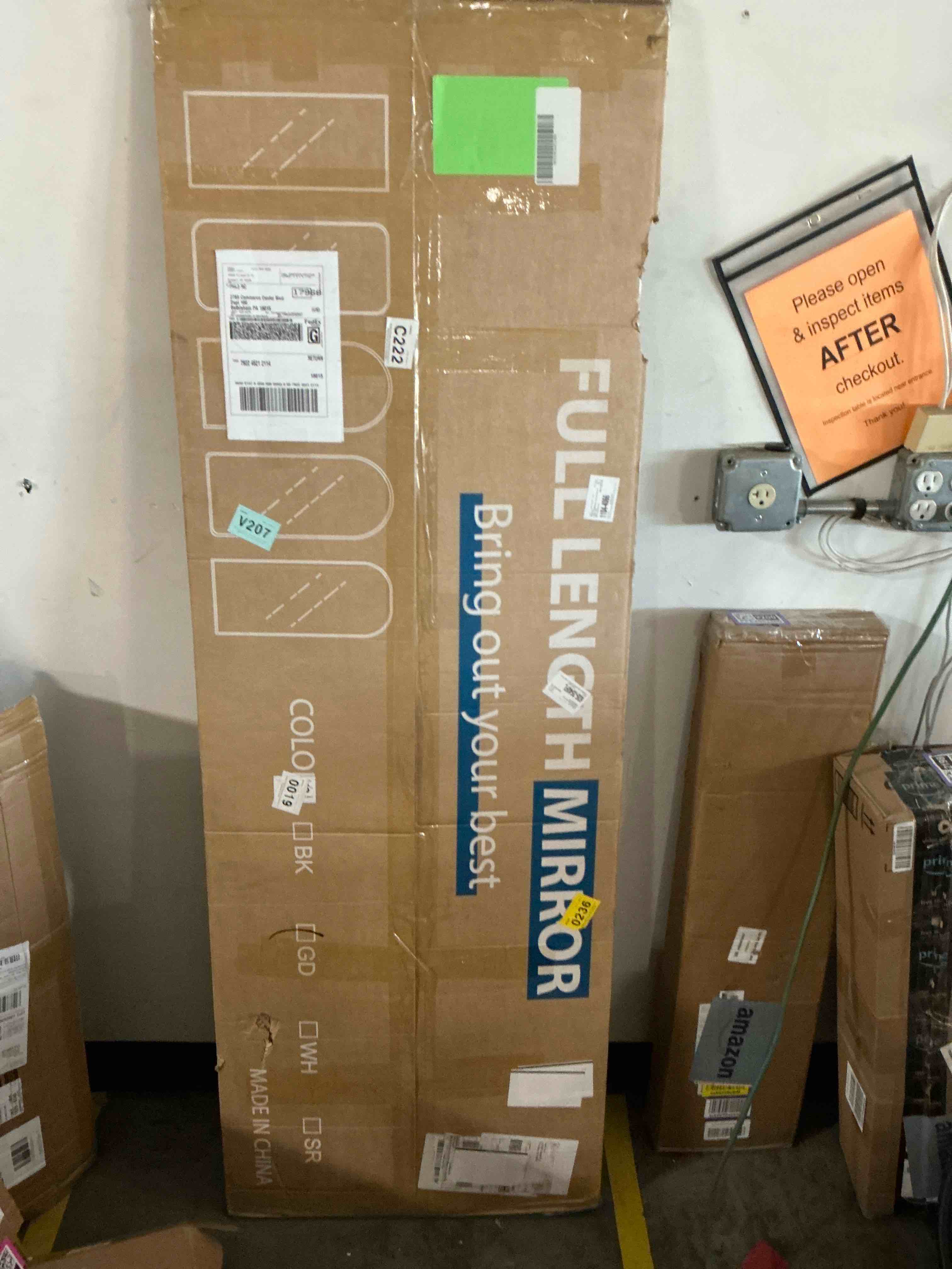 Condition photo showing New/Like New for beautypeak arched 64.1"x21.1" full length mirror floor mirror sturdy mdf mirror with stand full body mirror, gold 21.1"w x 64.1"h