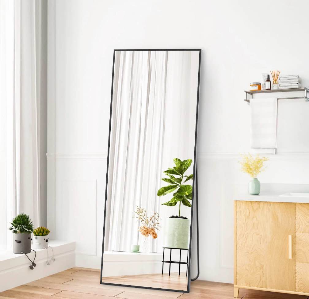 concetta 64 x21  rectangle full length mirror  full body standing mirror floor mirror  black