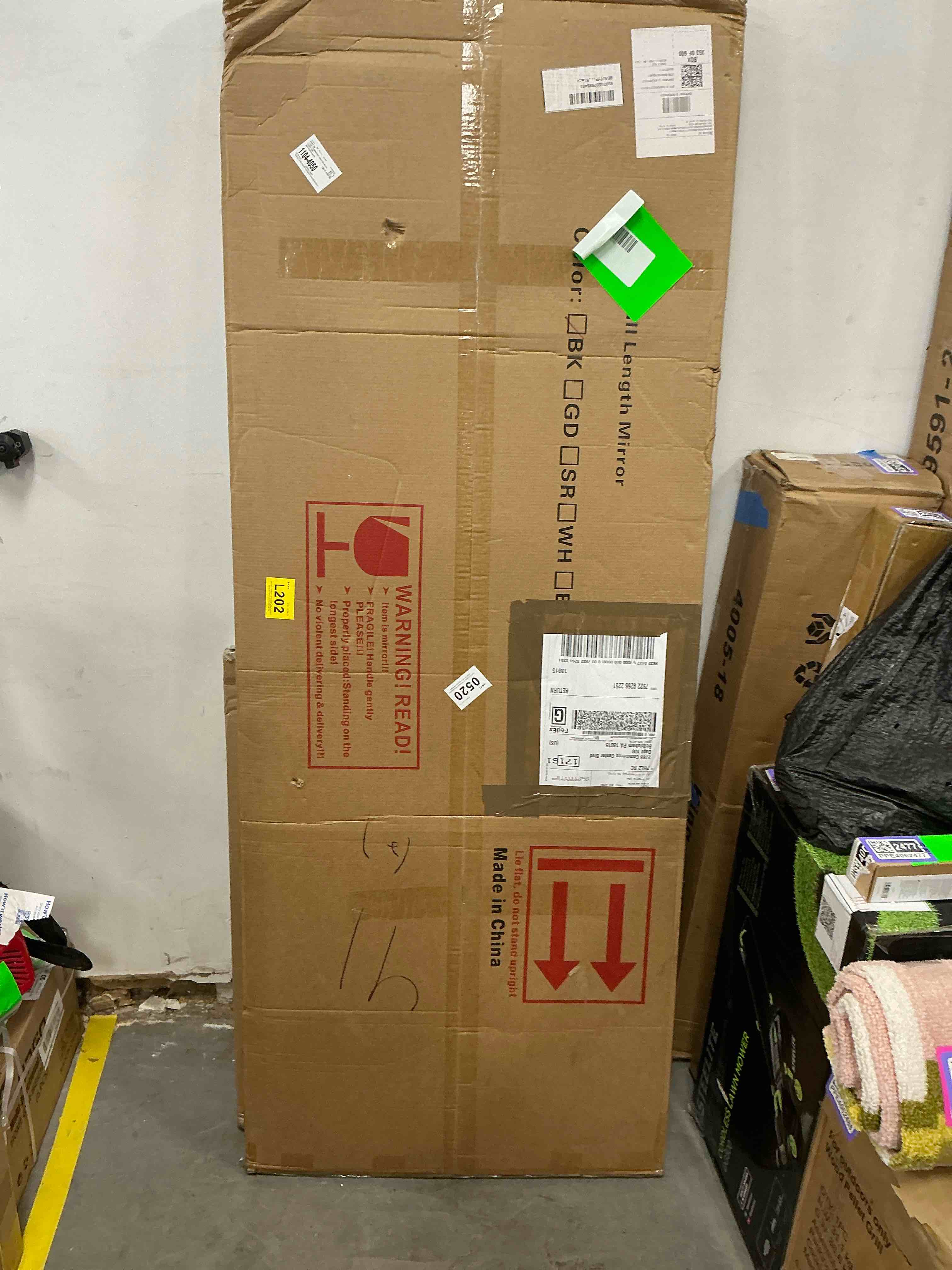 Condition photo showing New/Like New for beautypeak 65"x 23" arched full length windowpane mirror wall-decor mirror,black