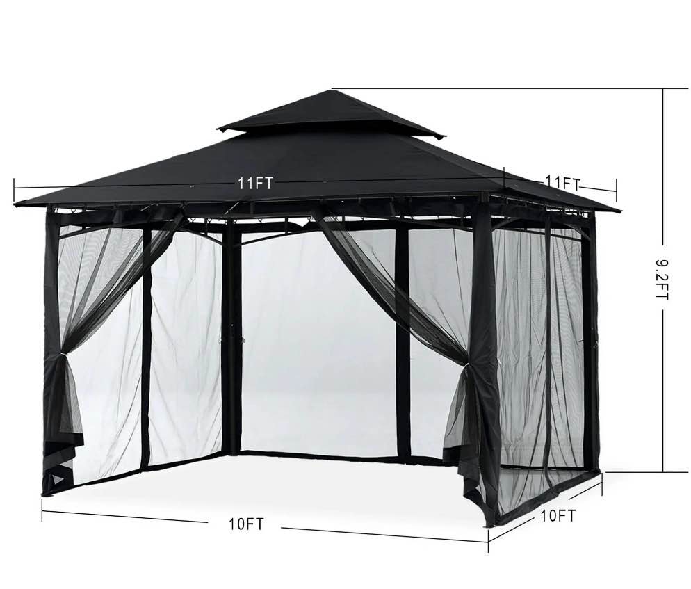Condition photo showing Good Condition for mastercanopy 11 x 11ft patio gazebo with double roof and mesh walls, black