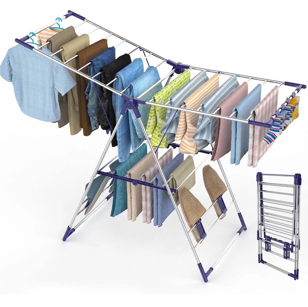 behost clothes drying rack stainless steel gullwing space-saving foldable