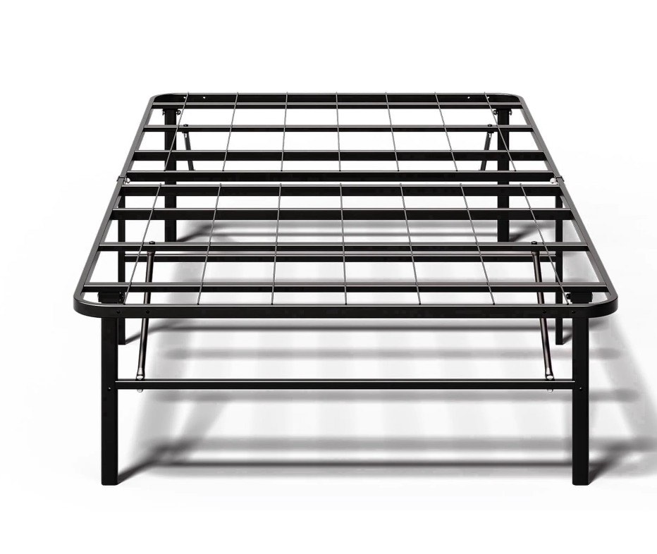 wlljoy twin bed frame folding metal platform bed frame with heavy duty and strong bearing capacity, 14 inches high, black