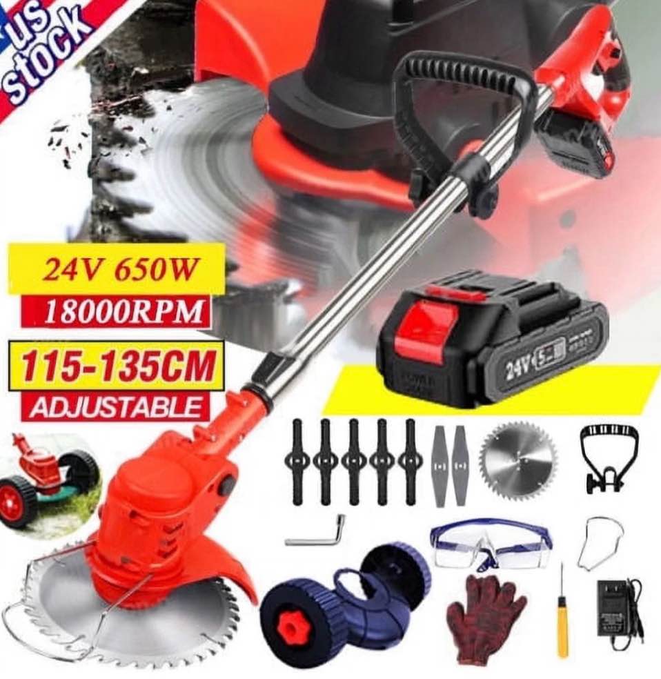 electric weed eater wacker  cordless electric grass trimmer  grass string trimmer  weed lawn edger eater with upgraded wheels