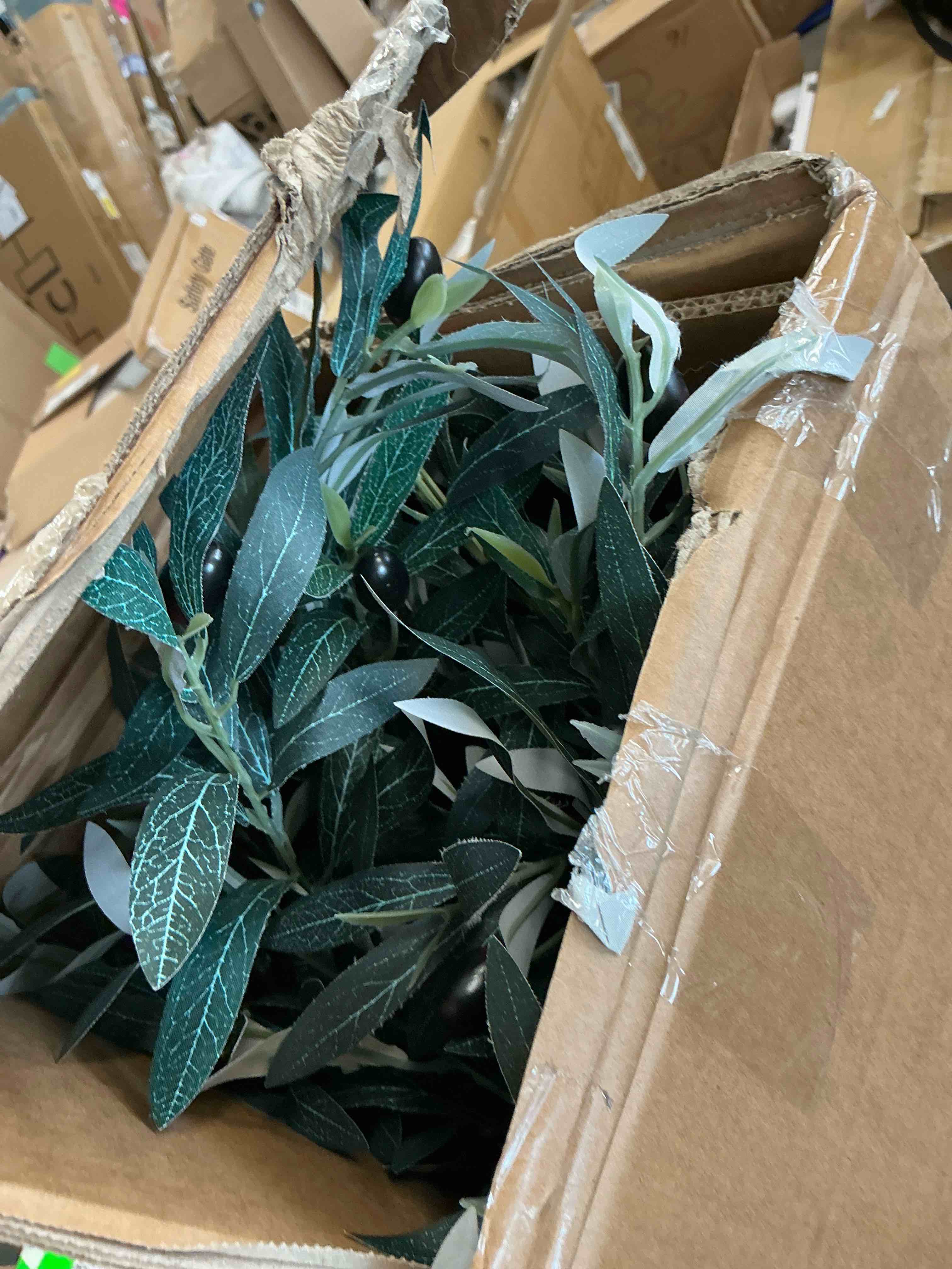 Condition photo showing Good Condition for dr.planzen 7ft giant artificial olive tree, tall silk faux olive tree with massive trunk base, large uv resistant black plastic potted plant for indoor outdoor home office decor