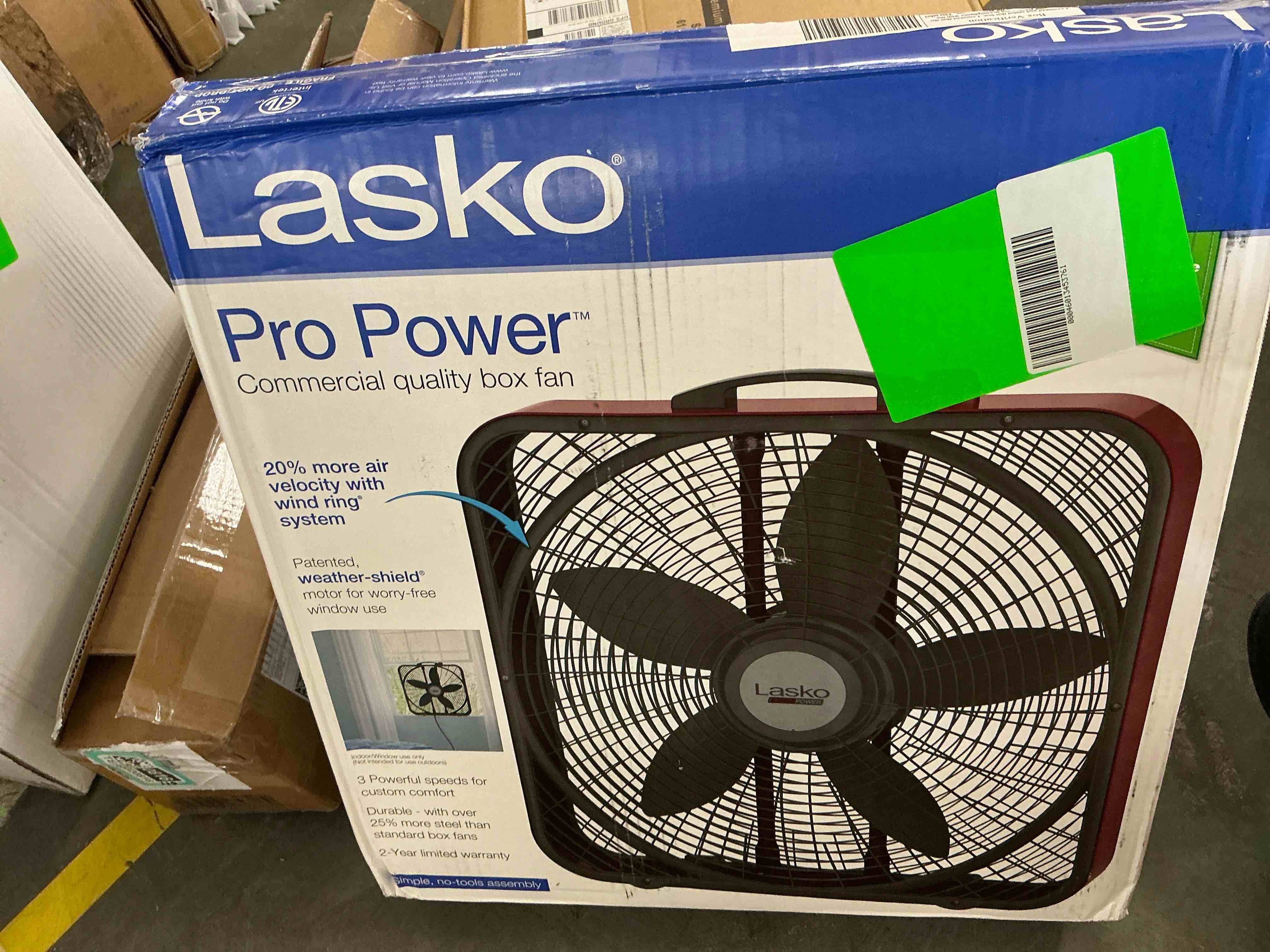 Condition photo showing New/Like New for lasko b20548 3 speed pro power box fan