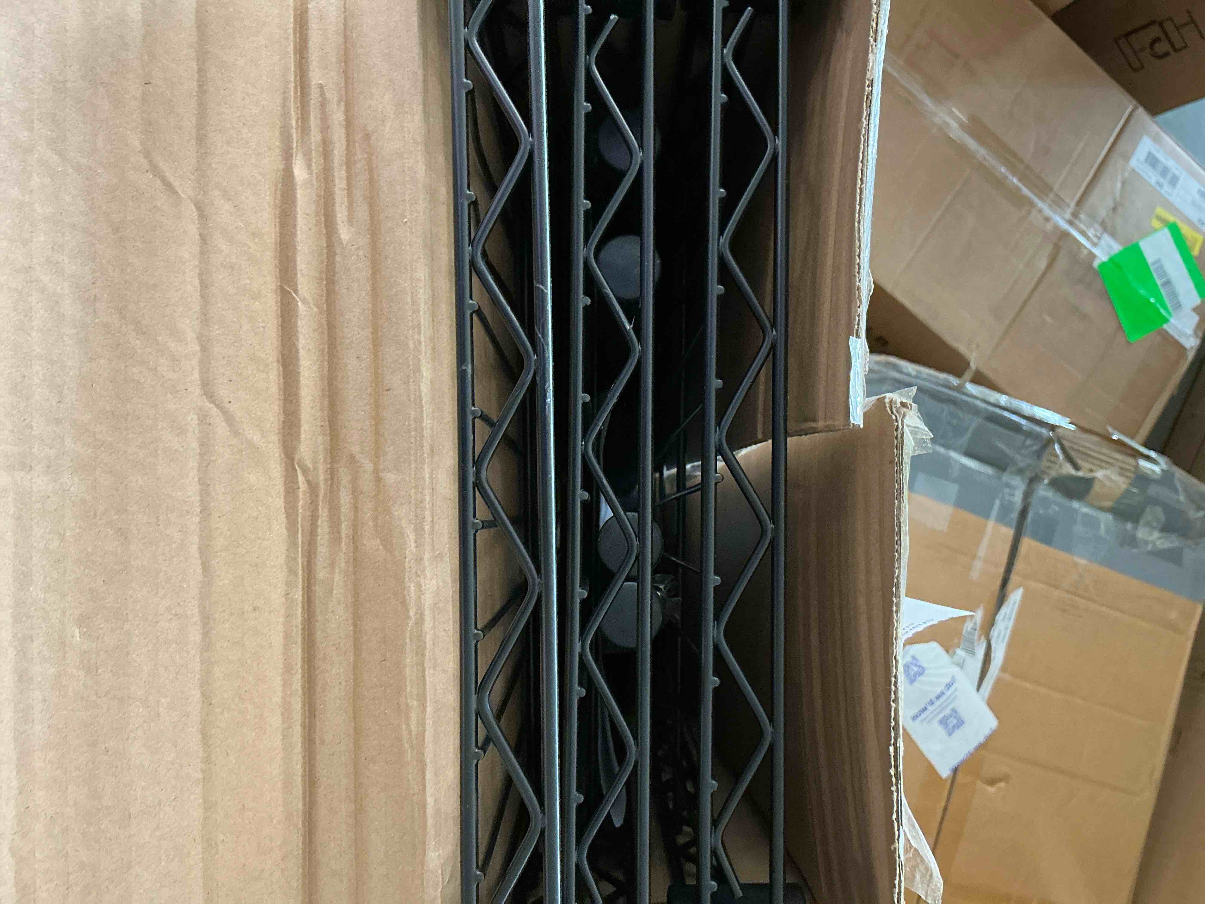 Condition photo showing Good Condition for standing shelving units, 36" w x 14" d x 32" h metal storage shelves, adjustable carbon steel wire shelving rack display shelf for garage bathroom kitchen home office (3-tiers, black)