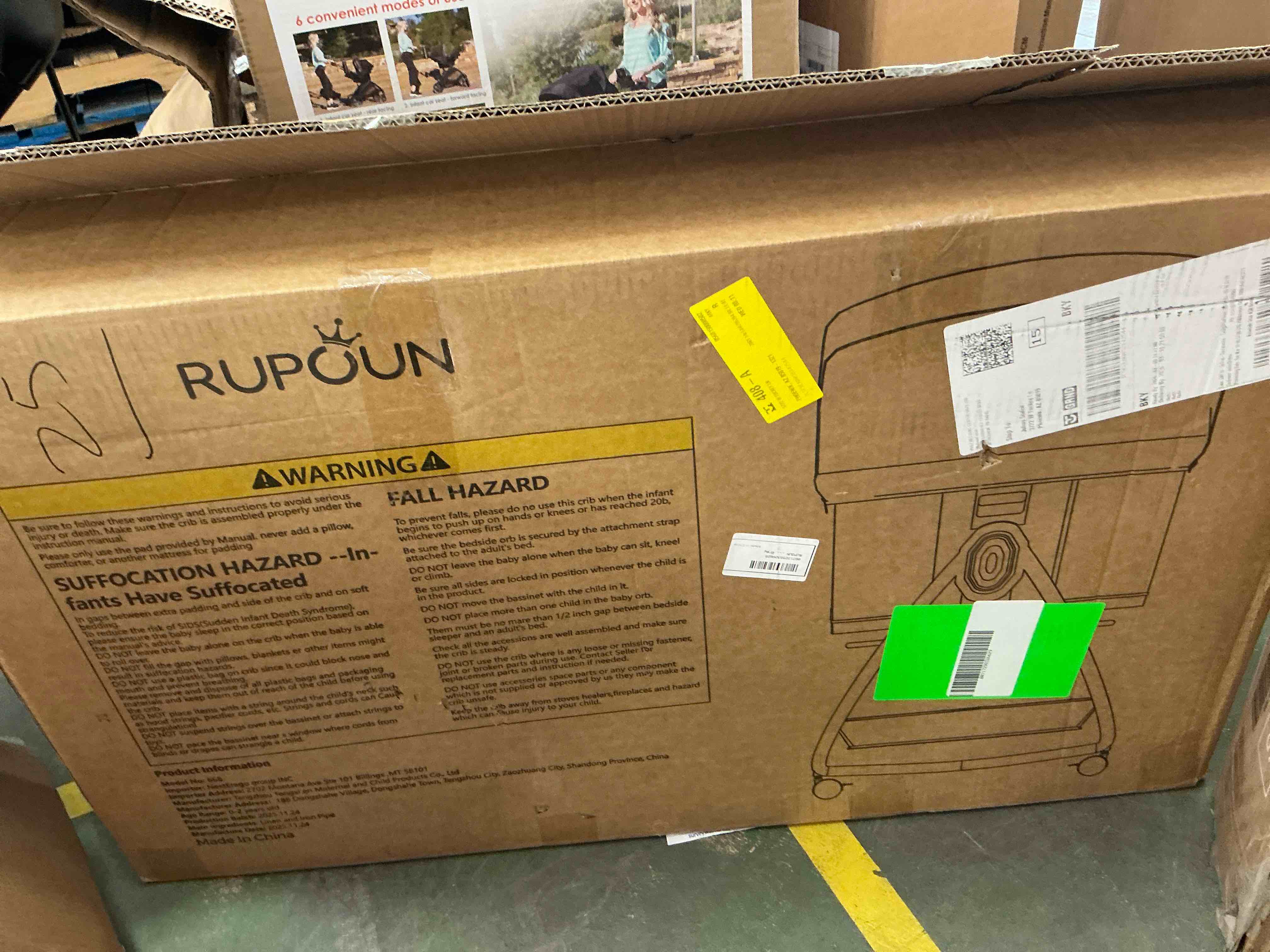 Condition photo showing New/Like New for rupoun bassinet bedside sleeper, portable baby crib with 6 adjustable heights and breathable mesh panels, foldable, gray