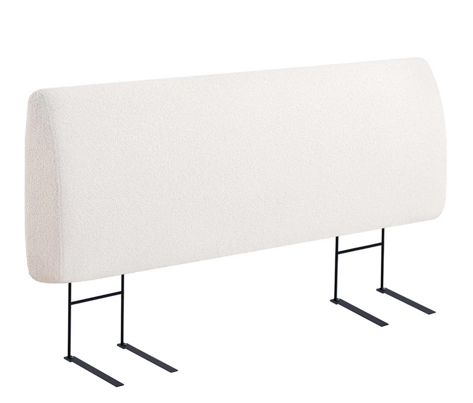 Condition photo showing Good Condition for pinmoco upholstered foam headboard for king bed, height adjustable and ergonomic head board, teddy velvet white