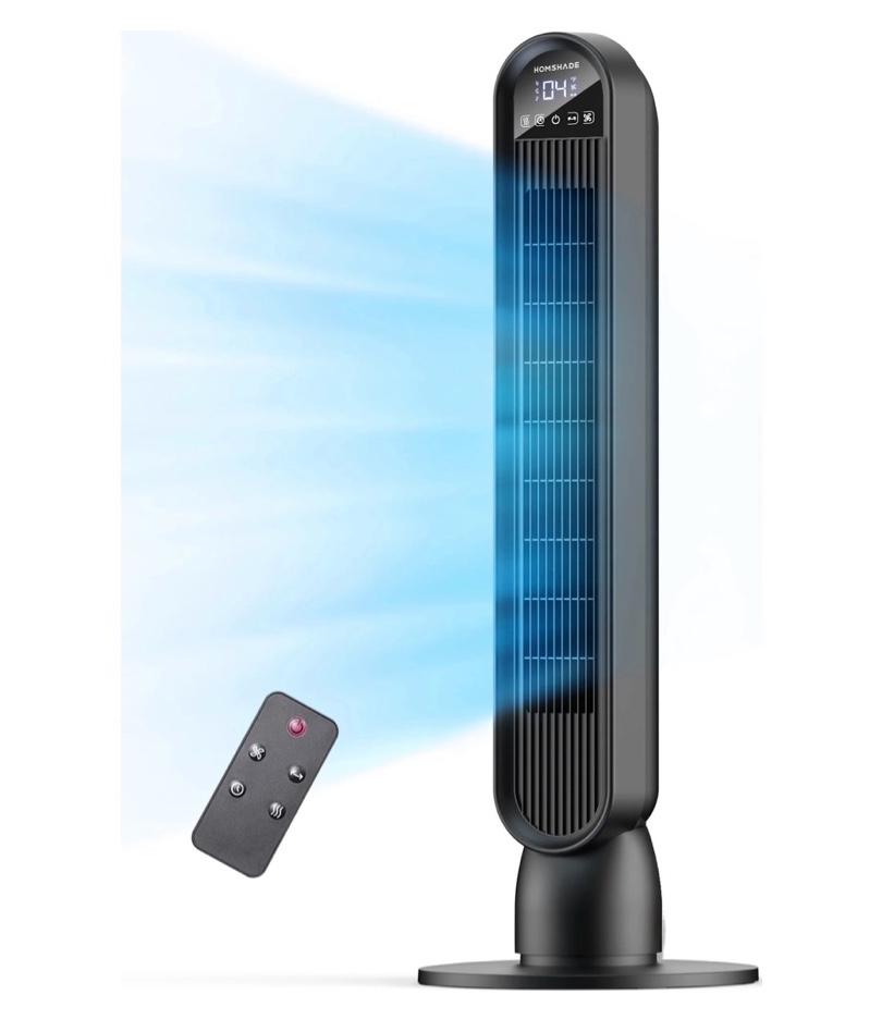 tower fan for home,36" standing floor fan with remote led touchscreen,patbrela wide oscillating fan,quiet home fan,26 ft/s high velocity,4 speeds,4 modes,8h timer