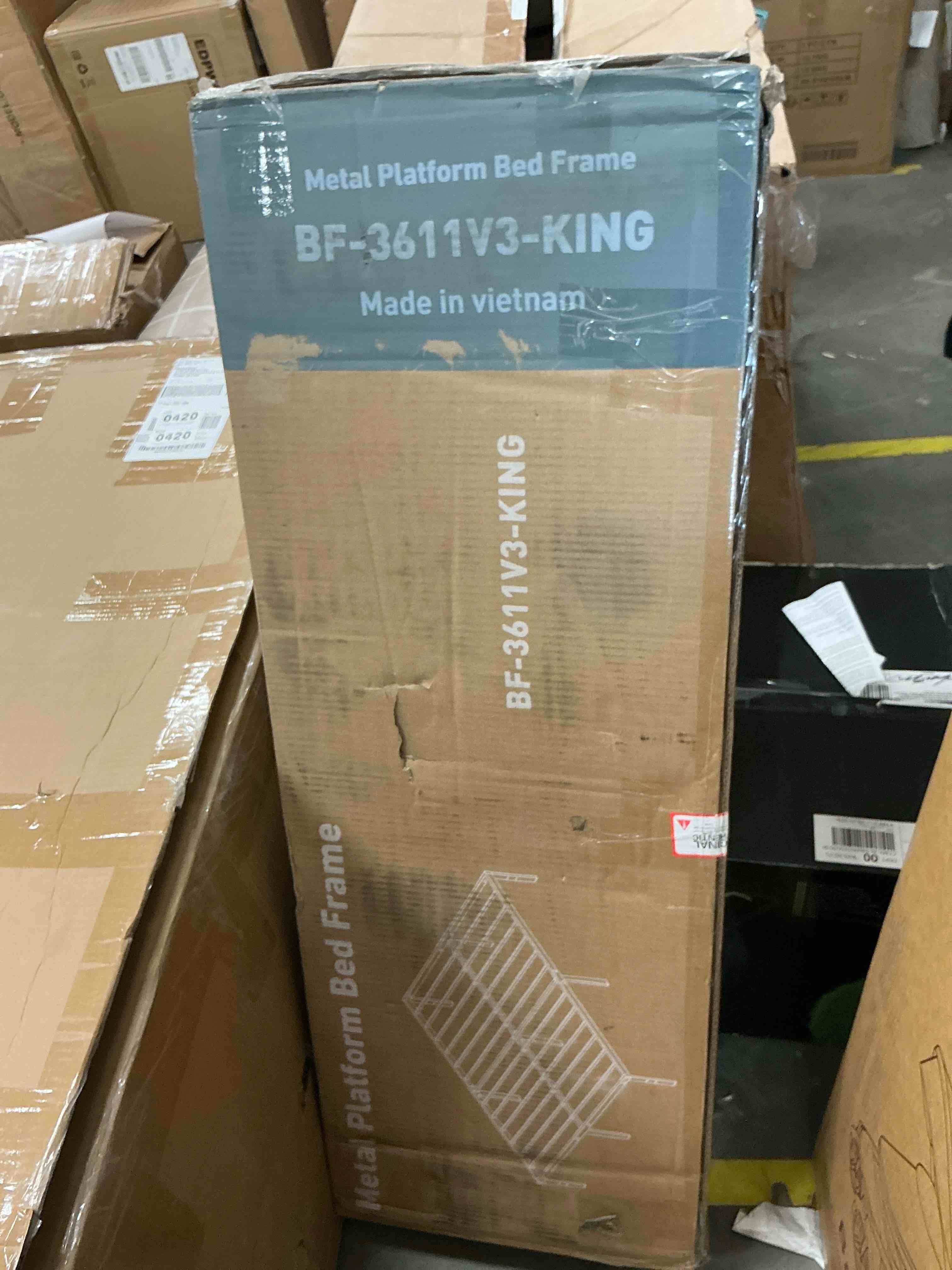 Condition photo showing New/Like New for edx 14 inches king bed frame, heavy duty metal platform with storage space under frame, no box spring needed king size bed frame, black