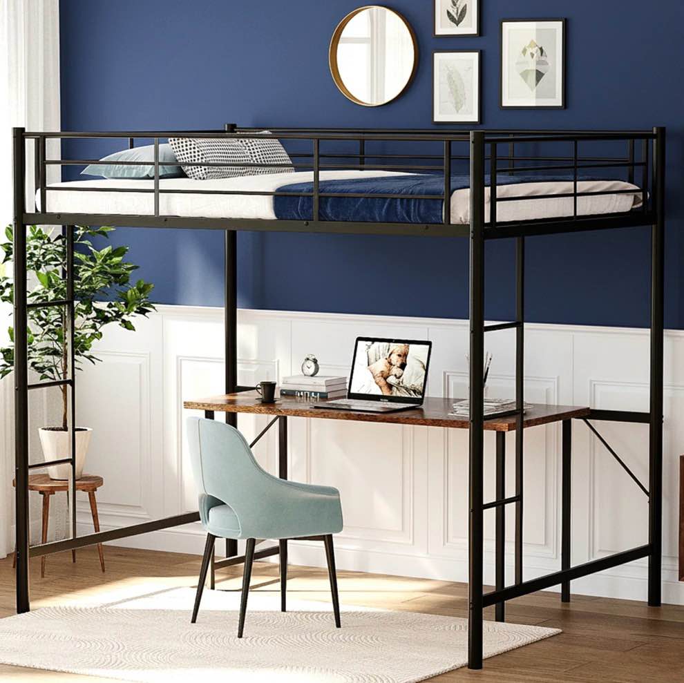 Condition photo showing Good Condition for zimtown twin loft bed with ladder metal bunk bed with 2 side ladder, black