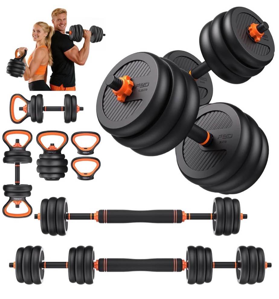 upgo adjustable dumbbells  70lbs free weight set with connector  6 in1 dumbbells set as barbell  kettlebells  push up stand  fitness exercises for home gym suitable men/women