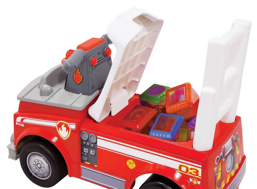 Condition photo showing New/Like New for nick jr. paw patrol marshall fire truck kids' ride-on with lights, sounds, storage and walking bar