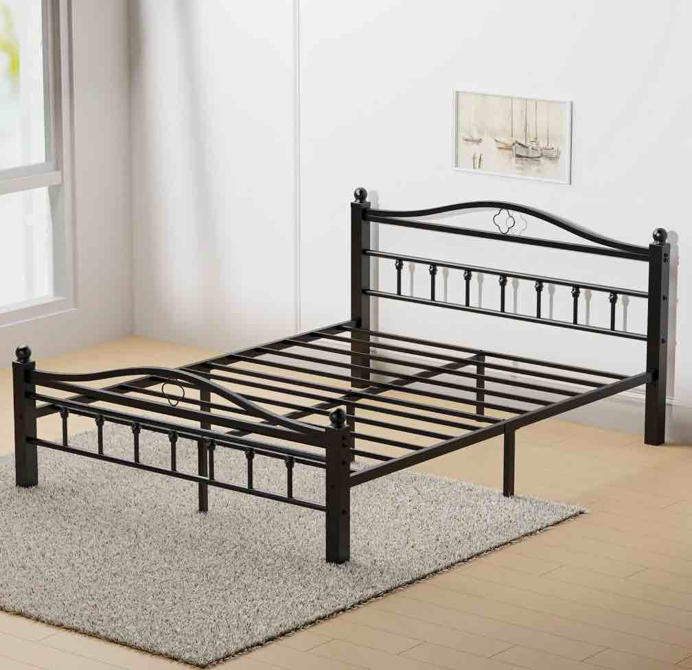 Queen Bed Frame with Headboard - Heavy Duty  Bed Frame Queen Size Supports 1500LBS, Noise Free, Under-Bed Storage, No Box Spring Needed, Easy Assembly, Black