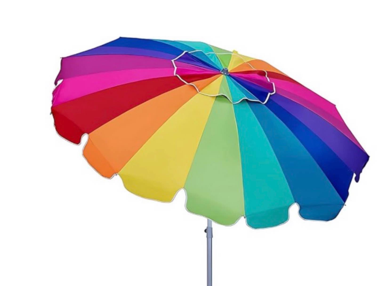 ammsun 7.5ft large heavy duty high wind beach umbrella with sand anchor & tilt sun shelter, upf 50+ protection outdoor umbrellas sunshade with carry bag for patio garden pool backyard rainbow