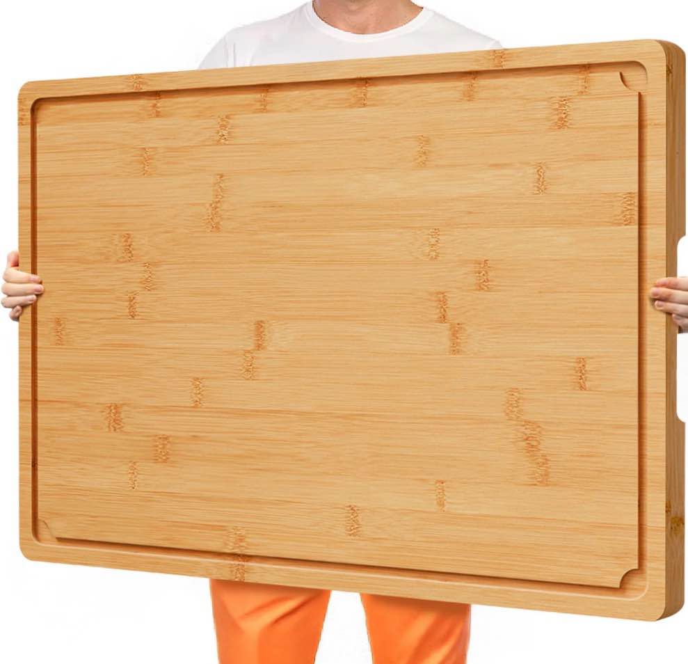 Condition photo showing New/Like New for empune 36 x 24 extra large bamboo cutting board, wooden chopping board for kitchen, stove top cover large charcuterie board, over the sink cutting board, 5xl