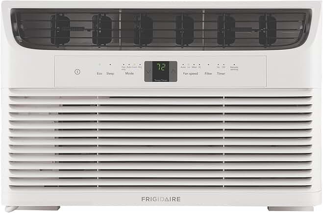 Frigidaire 6,000 BTU Window Air Conditioner with Remote Control, Cools Up to 250 Sq. Ft., Quiet Operation, Eco Mode, 3 Fan Speeds, Auto Restart, White 6,000 BTU Electronic Controls