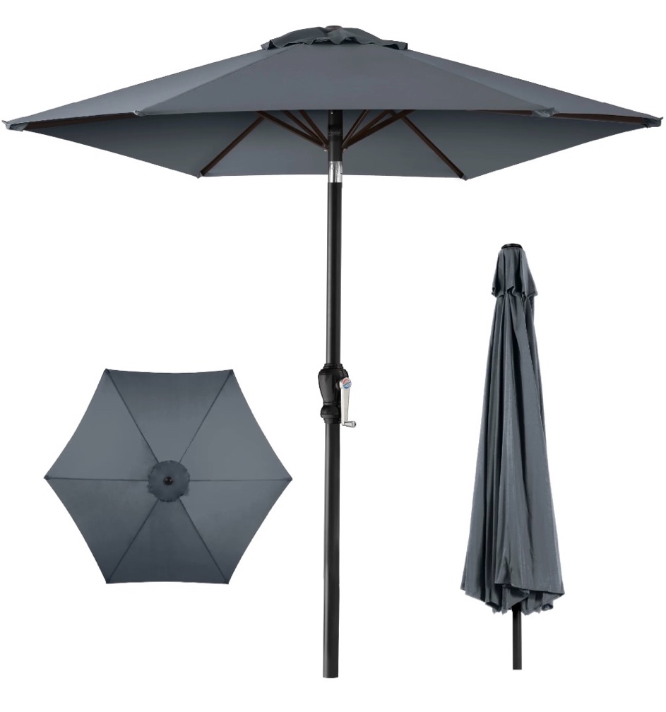 Best Choice Products 10ft Outdoor Steel Market Patio Umbrella w/ Crank  Tilt Push Button  6 Ribs - Slate