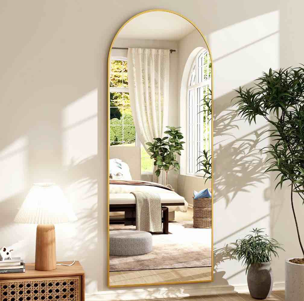 Beautypeak 71"X27" Oversized Arched Full Length Mirror Floor Mirrors For Leaning Standing, Gold 71" X 27"