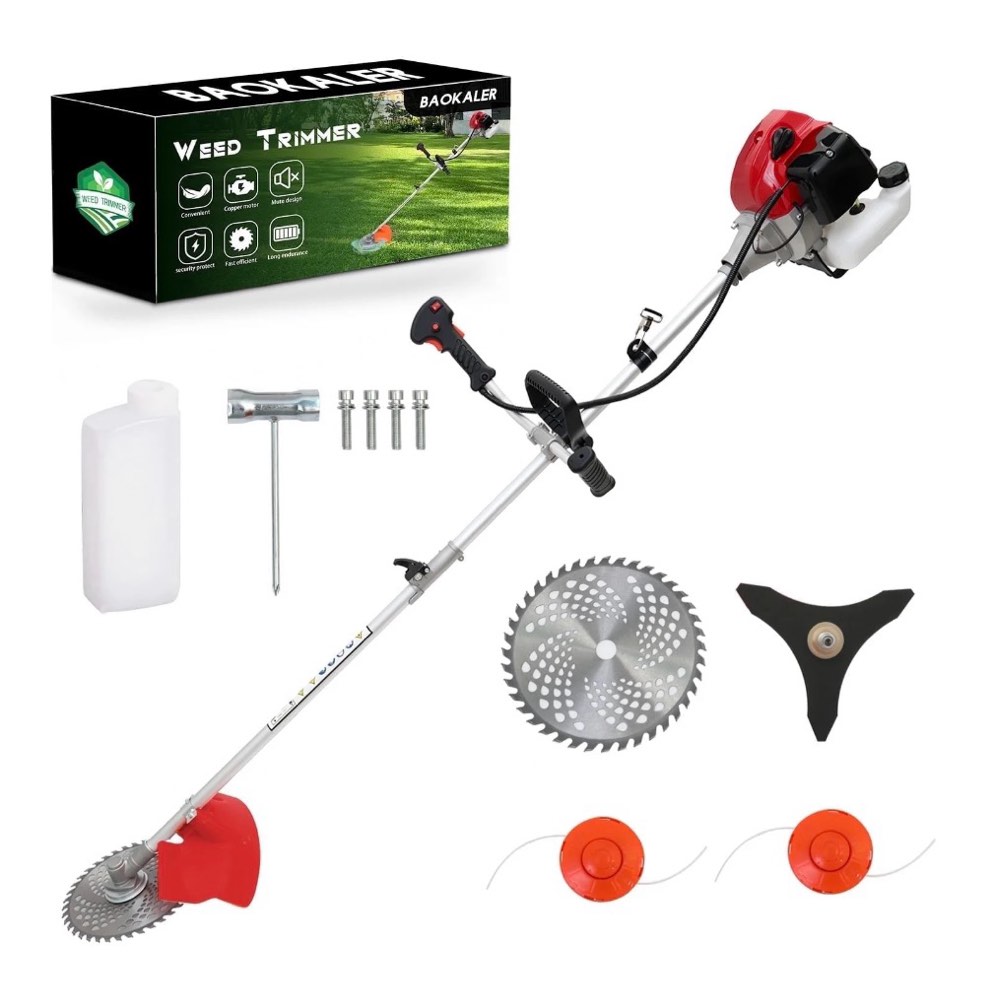 BAOKALER 52CC Gasoline Grass String Trimmer  2-Stroke Gas Powered Weed Eater  Weed Wacker with 4 Detachable Heads