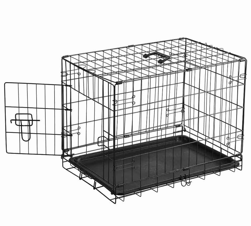 CONCETTA 24 inch Single-Door Folding Dog Crate, Portable Small Cage with Leak-Proof Pan Tray