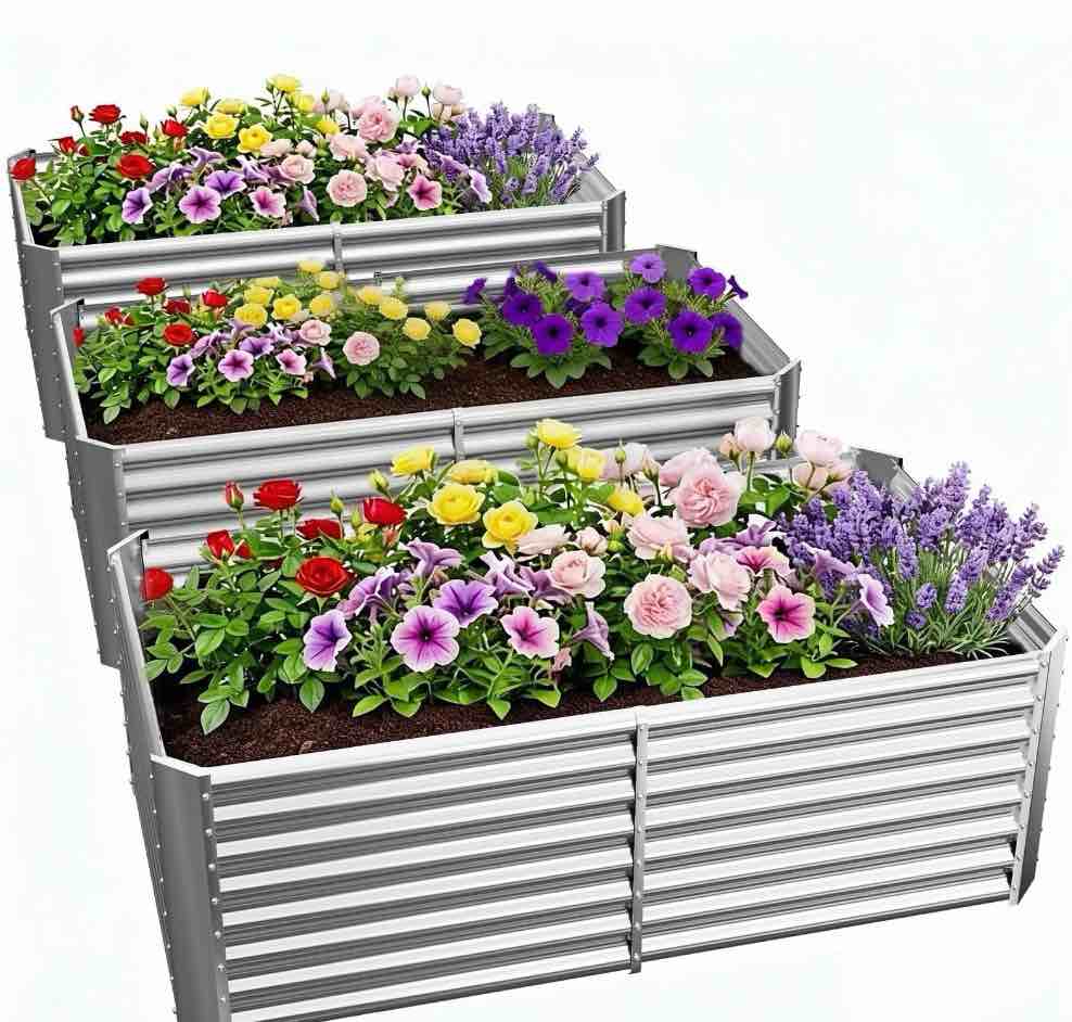 Land Guard 3PS Galvanized Metal Raised Garden Bed 6x3x2 ft, 2FT Deep Root Elevated Planter Box Steel Large Vegetable Flower Bed Kit(Silver)