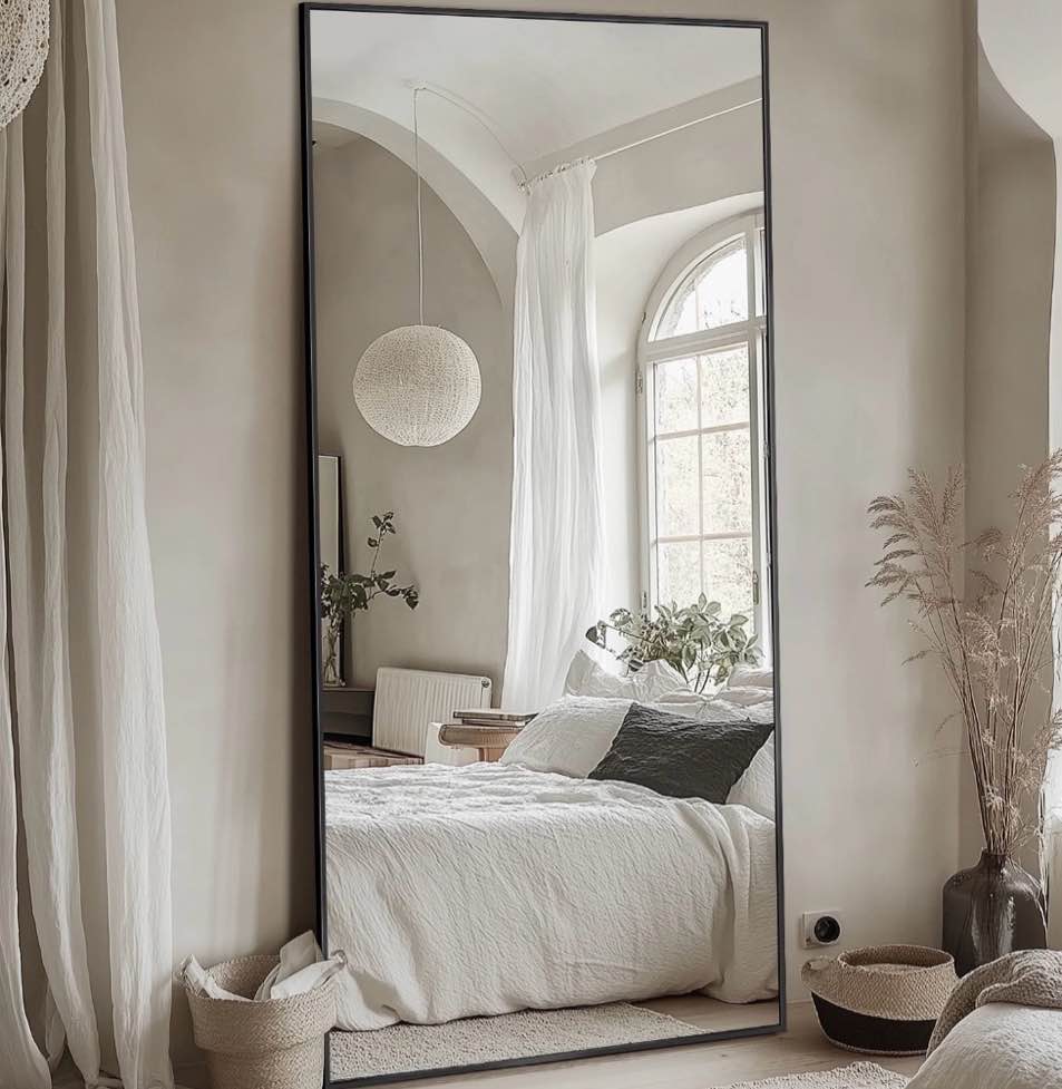 Antok Full Length Floor Mirror 71 x28  Rectangle Floor Standing Tall Mirror with Aluminum Frame  Leaning  Wall Mounted or Freestanding  Black