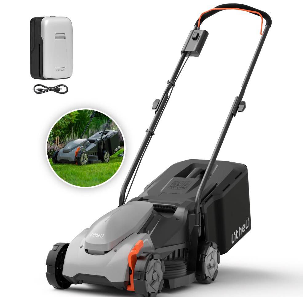 litheli cordless lawn mower  2*20v electric lawn mowers  15 inch  adjustment heights  light weight  with 2*4.0ah portable battery  for garden/yard/farm
