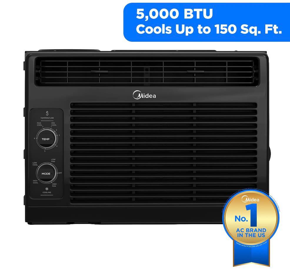 midea 5 000 btu 150 sq. ft. mechanical window air conditioner  black  maw05m1wbl  new