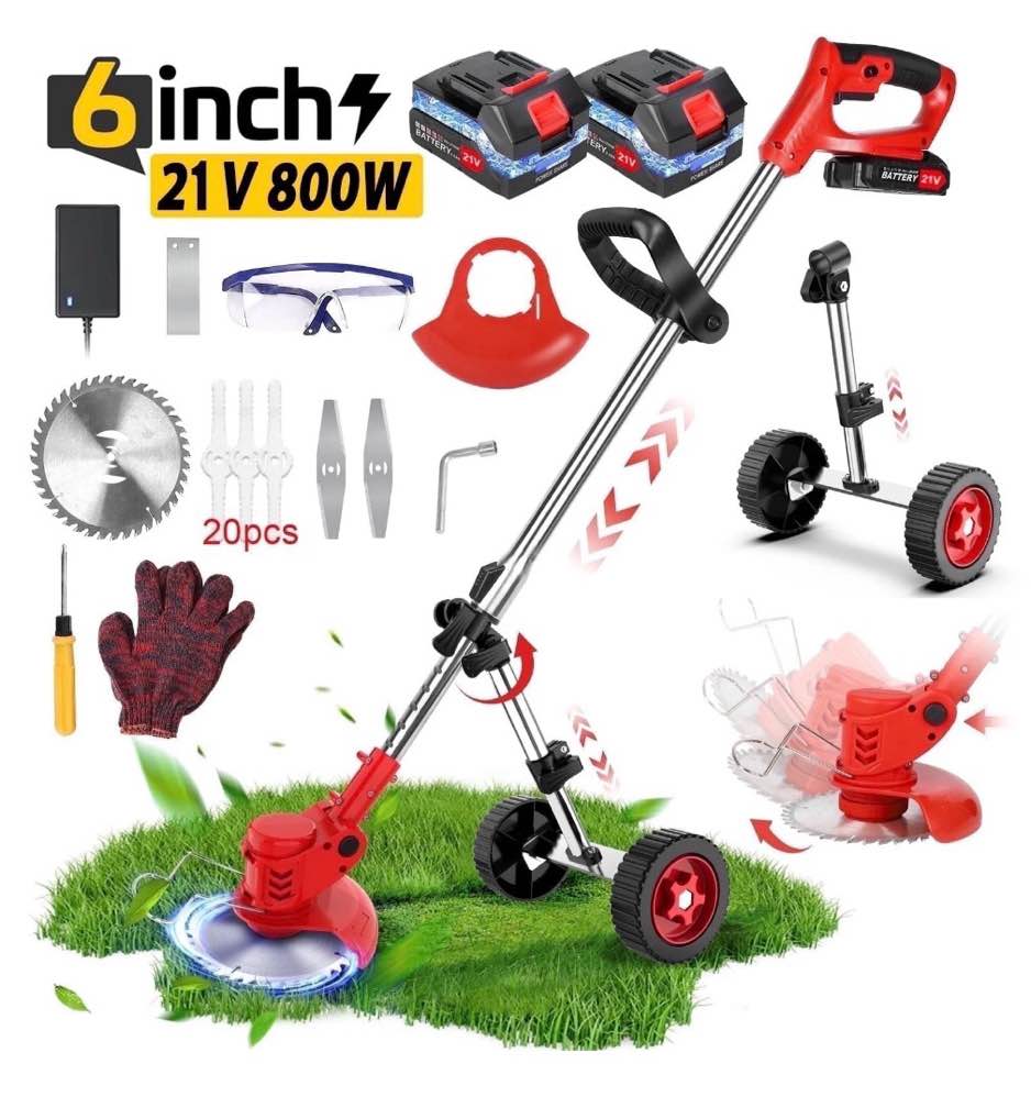 Weed Eaters Cordless with 2025 Upgraded Wheels  Tanbaby 3-in-1 Battery Powered  6 inch Grass Trimmer & String Trimmer/Edger Kit for Lawn Garden Trimming