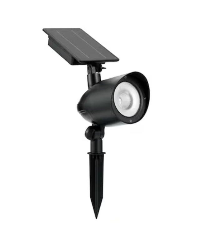 Condition photo showing As Is for harbor breeze 120 -lumens black color changing solar led flood light