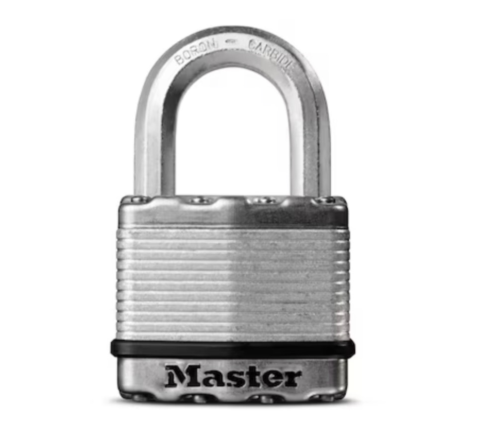 master lock heavy duty outdoor keyed padlock, 2-in wide x 1-1/2-in shackle (no keys) 