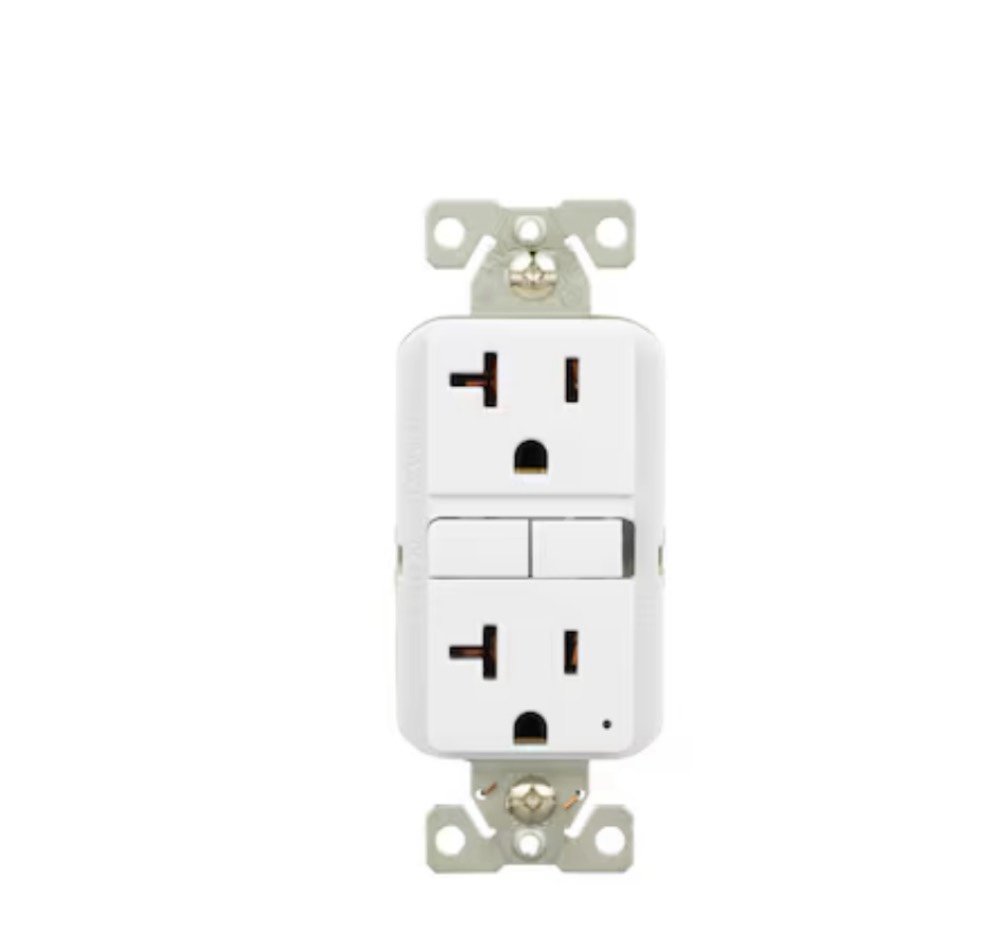 eaton 20 -amp 125-volt gfci residential decorator outlet receptacles , white