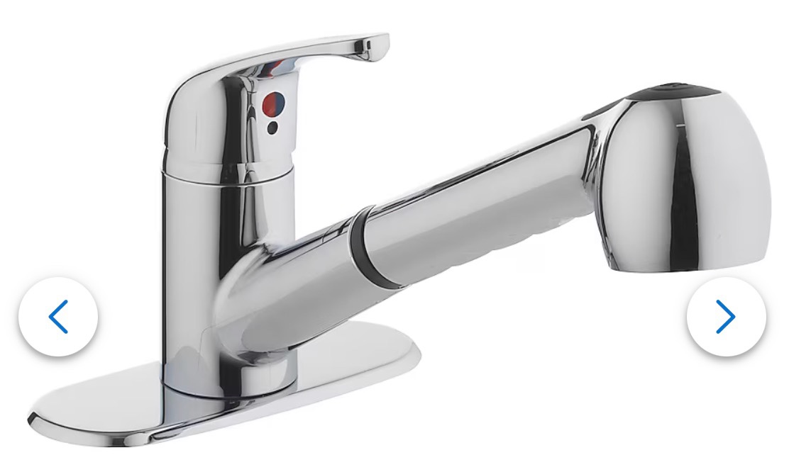 Condition photo showing Good Condition for project source chrome 1-handle deck-mount utility faucet with pulldown sprayer