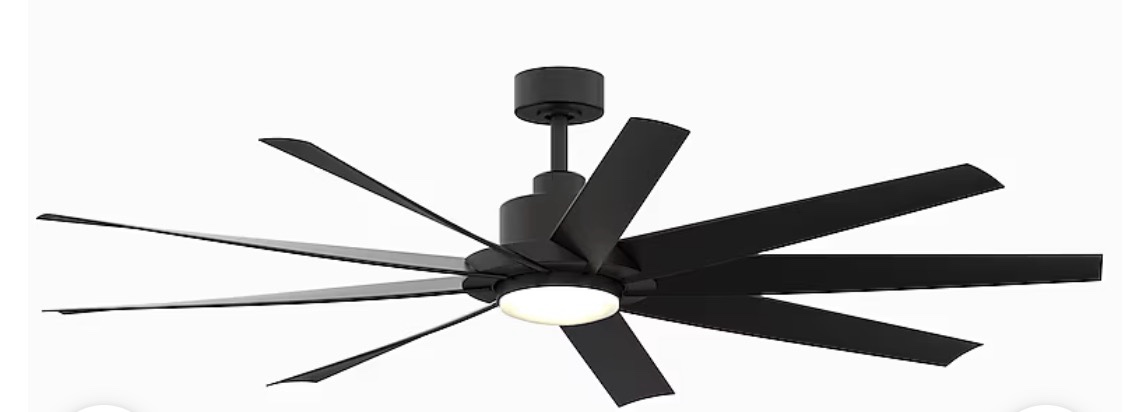  fanimation studio collection sixtyfour 64-in black with matte black blades adjustable white led