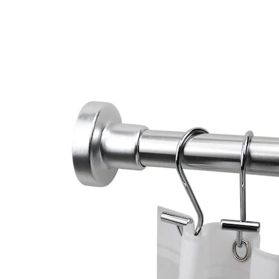 allen + roth 42-in to 72-in brushed nickel tension single straight adjustable shower curtain rod